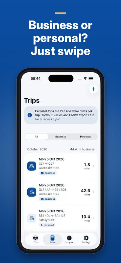 Quidometer: business or personal, just swipe